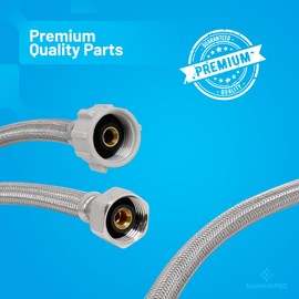 PLB813516 EvertechPRO Stainless Steel Braided Toilet Water Supply Line, F 1/2 x F 7/8 Plastic Nut x 16 Inch - Leak-Free, Universal Fit, Flexible Faucet Supply Lines, Easy Installation