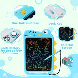 Toddler Toys for 3 4 5 6 7 8 Years Old Boys Girls Gifts, NOBES 10-Inch LCD Writing Tablet Drawing Pad for Kids Age 3-8, Educational Dinosaur Toys for Toddler, Kids Doodle Board, Birthday Gifts (Blue)