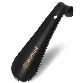 ZOMAKE Small Shoe Horn Metal Shoehorn 5.9 inch - Travel Shoe Horns for Seniors - Stainless Steel Shoe Horn Comfortable Handle with Hook(1 Pcs Black)