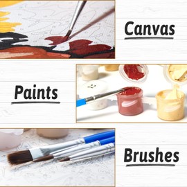 sancuanyi Paint by Numbers Adults, DIY Hand-Painted Oil Painting Kit for Beginners and Adults, Acrylic Pigment for Children Painting with 3 Brushes (D)