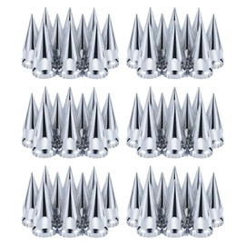 33mm x 4-3/4" Chromed Spike Lug Nuts Covers Thread-On, ABS Chrome Plastic Caps Pointed Screw On Lug Nut Cover for Semi Trucks (60)