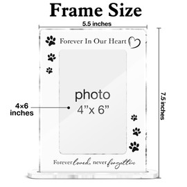 Pet Memorial Gifts Picture Frame, Sympathy Condolence Bereavement Gifts for Loss of Pet Cat Dog, in Loving Memory Dog Cat Acrylic Picture Frames 4 x 6 Inch Photo
