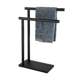 JQK Hand Towel Holder Stand Oil Rubbed Bronze, Modern Tree Rack Free Standing for Countertop with 12 Inch 2 Bars, 304 Stainless Steel ORB, HTT172-ORB