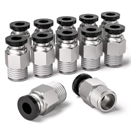 Bwintech Pack of 12 6 mm Hose AD x 1/4 Inch BSP Male Thread, Straight Connector, Pneumatic Connection, PC6-02 Quick Release Air Line Adapter