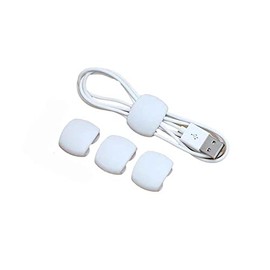 Organizador de cables de silicona reutilizables, 5 unidades, organizador de cables para auriculares y auriculares, para viajes de negocios (blanco)