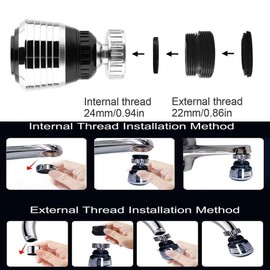 2PCS 360 Degree Swivel Faucet Aerator Deluxe Water Saving Faucet Sprayer Water Saving Bubbler Pressurized Faucet Filter Kitchen Accessories (360 Degree, Count, 2)