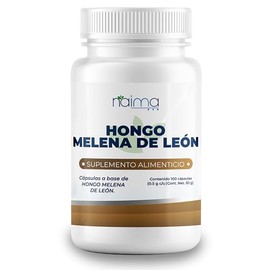 NAIMA Hongo Melena de Len Orgnico, 100 Cpsulas  Lions Manes Suplemento Alimenticio 100 Puro Ingredientes Naturales, Sin Aditivos  Memoria y...        