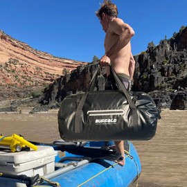 Buffalo Gear Dry Bag 80L Waterproof Duffle Bag Heavy Duty Travel Duffel Bag for Kayaking, Rafting, Boating, Fishing,Camping, Black