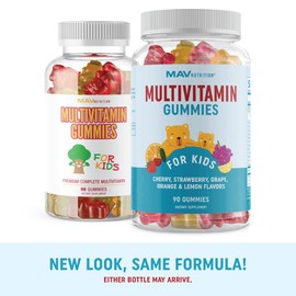 Kids Multivitamin Gummies | Vitamins A, B, C, D & Zinc for Immunity, Growth & Development* | Daily Multivitamins for Children Ages 2+ | Gluten-Free, Non-GMO Mixed Fruit Supplement | 90 Gummies