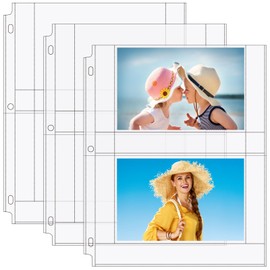 MaxGear 30 Pack 4 x 6 Photo Sleeves for 3 Ring Binder, Heavy-Duty Archival Photo Page Protectors Holds 120 Pictures, 2-Pocket Clear Picture Album Refill Pages