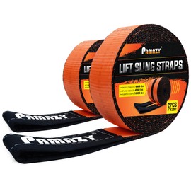 2 Pack 2"x10FT Super Sturdy Lift Sling Strap, 18800 Pound Capacity Heavy Duty Eye-Eye Nylon for Hoist, 2-Ply Twist Polyester Rigging, Tree Saver Recovery Web Sling Winch
