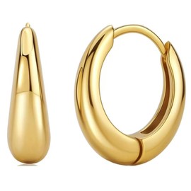 14K Gold Plated Chunky Hoop Earrings Set for Women, Vintage Twisted Lightweight, Summer Jewelry Collection for Women, Non-Tarnish Gold Jewelry Fashion Accessories Gifts., Adjustable size, Stainless