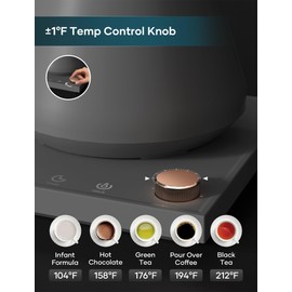 INTASTING Electric Kettles, Gooseneck Electric Kettle, ±1℉ Temperature Control, Stainless Steel Inner, Quick Heating, for Pour Over Coffee, Brew Tea, Boil Hot Water, 0.9L Dark Grey