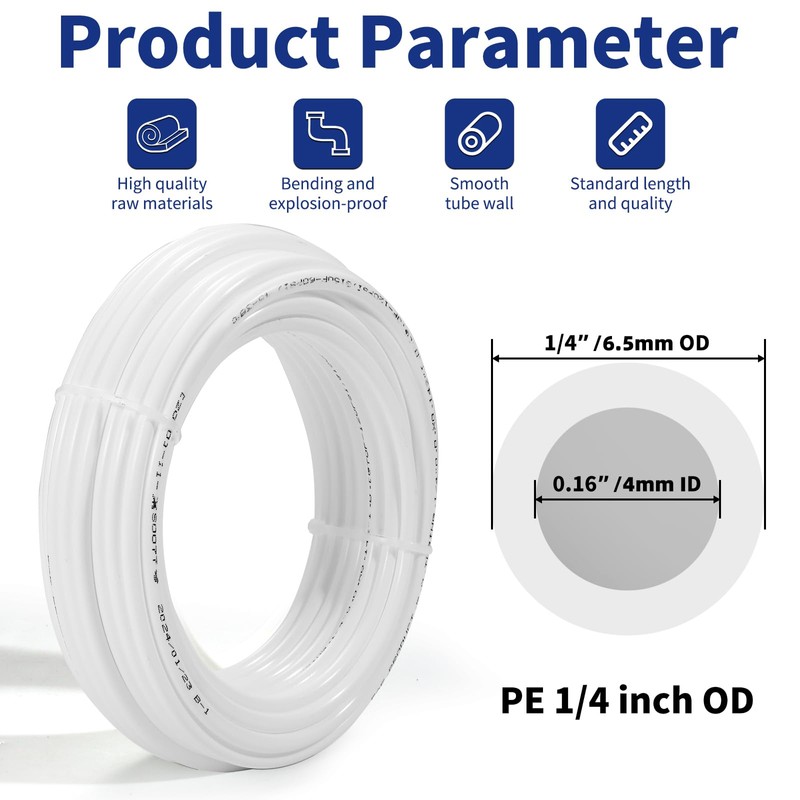 Professional 1/4" OD Tubing Water Line Kit for Refrigerator Ice