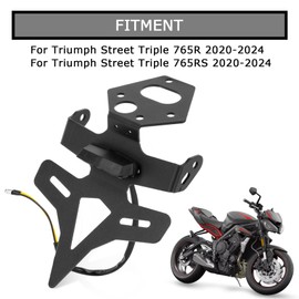 PSLER License Plate Holder for Street Triple 765R 765RS 2020 2021 2022 2023 2024, Rear Fender Frame Rear Motorcycle Accessories