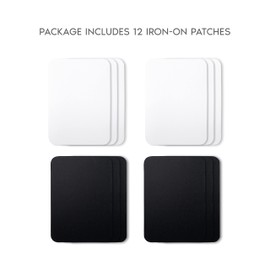 ZEFFFKA ZEFFFKA 2 Pack of Fabric Iron-on Patches Inside & Outside Strongest Glue 100% Cotton Black and White Repair Decorating Kit 12 Pieces Size 3" by 4-1/4" (7.5 cm x 10.5 cm)