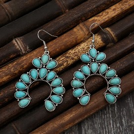 LRGKMCWTOB Vintage Turquoise Bohemian Style Earrings Faux Dainty Alloy Hypoallergenic Jewelry Fashion Earring Teardrop Delicate Female Earrings Statement Gemstones Jewelry Gifts for Women
