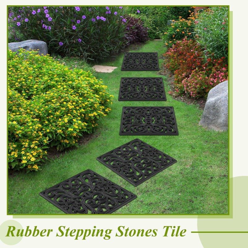 Pangda 8 Pcs Rubber Stepping Stones Outdoor Garden Walkway, 12