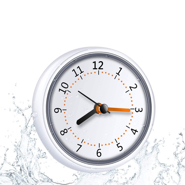 GXSTWU Mini Watch, Waterproof, Half Body Bath Clock, IP24 Waterproof Clock, Wall Clock, Suction Cup, Acrylic Dial, For Bathroom, Bath, Washroom, Shower, Kitchen, (1 Piece)