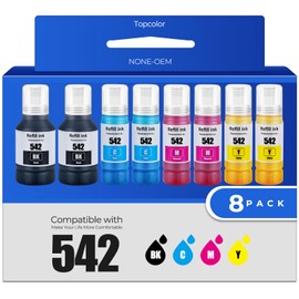 542 Ink Refill Bottles ET-5850 ET-5150 ET-5170 ET-5800 Replacement for Epson 542 Ink Refill Bottles Work for EcoTank Pro ET-5150 ET-5170 ET-5180 ET-5800 ET-5850 ET-5880 ET-16600 ET-1665 (2BK 2C 2M 2Y)