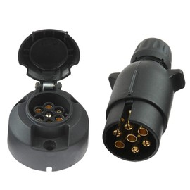 Eacalyc 7-Pin Trailer Socket and Trailer Plug 7-Pin 12 V Electric Tow Plug Socket 7-Pin Waterproof Towing Hitch Male and Female for Trucks, Motorhomes or Boats