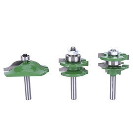 3Pcs 8-Shank Cutter Drill Set T Shape Wood Milling Cutter Adjustable Cabinet Bit Kit(3Pcs Door Panel ＋Knife )
