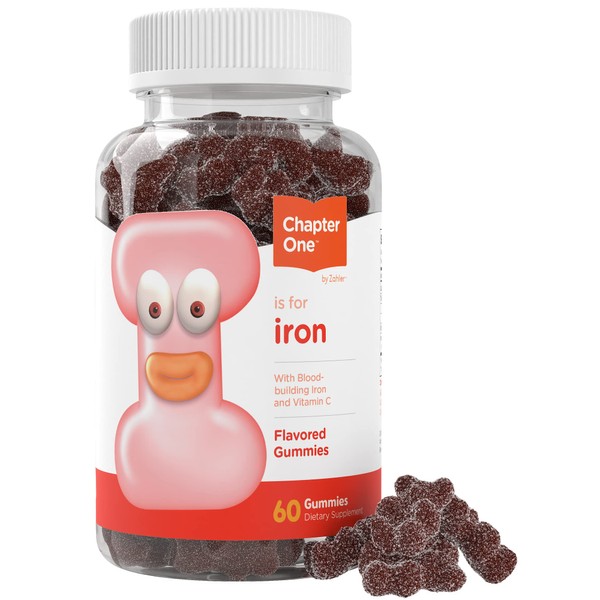Zahler Chapter One Iron Gummies, Iron Gummies Supplement with Vitamin C, Iron for Adults 10mg, Kosher, 60 Flavored Gummies (5MG)