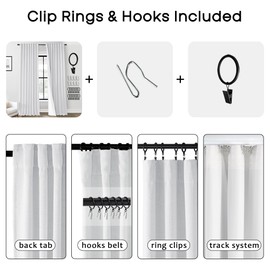 PANELSBURG White Curtains 100 Inches Long for Living Room,2 Panels Set Blackout Pleated Back Tab Room Darkening Faux Linen Cotton Look Drapes for Bedroom,52x100 Inch Length