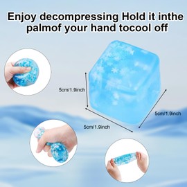 Large Ice Cube Fidget Squeeze Ball Sensory Toys, Cube Stress Ball for Kids Adult Anxiety Stress Relief, Fidget Ball Toy for Boys Girls(Blue5*5*5cm）