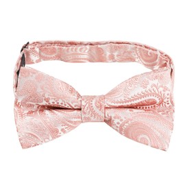 Alizeal Mens Paisley Pre Tied Bow Tie Pocket Square Cufflinks Set, 016-Blush Pink
