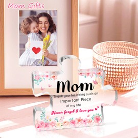 Gifts for Mom, Mom Birthday Gifts from Daughter Son, Acrylic Puzzle Piece Plaque Mom Gifts 3.9 × 3.3 × 0.47''', Best Mom Ever Gifts Keepsake, New Mom Present, Christmas Gifts Ideas
