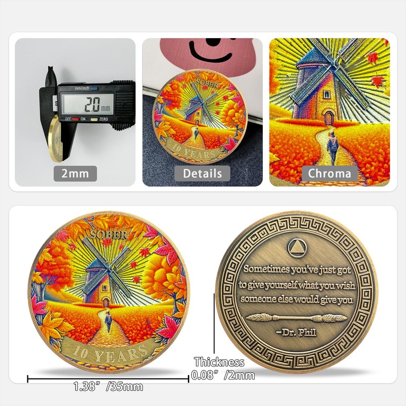 3 Year Sobriety Coin Gifts | Maple Leaf Windmill AA