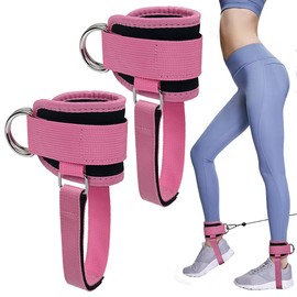 SWKJ 1 Pair Adjustable Ankle Straps for Cable Machine, with Double Steel D-Rings, Comfortable Gym Ankle Strap,Muscle Shaping for Men and Women