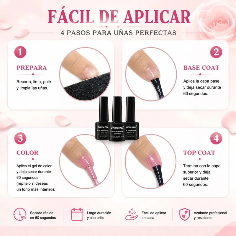 21Pcs Kit Esmaltes Uña Gel SemipermanenteBase CoatGlossy Top CoatMatte Top