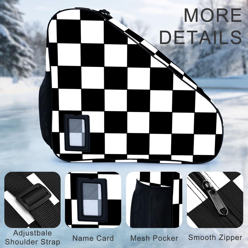 Bzocm Checkered Skate Bag For Ice Roller Inline Skates With