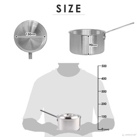 Commercial Aluminum One-Handle Pot, Deep Type, 5.9 inches (15 cm), Full Water, 4.9 gal (1.5 L), KIPROSTAR (For Gas Fires)