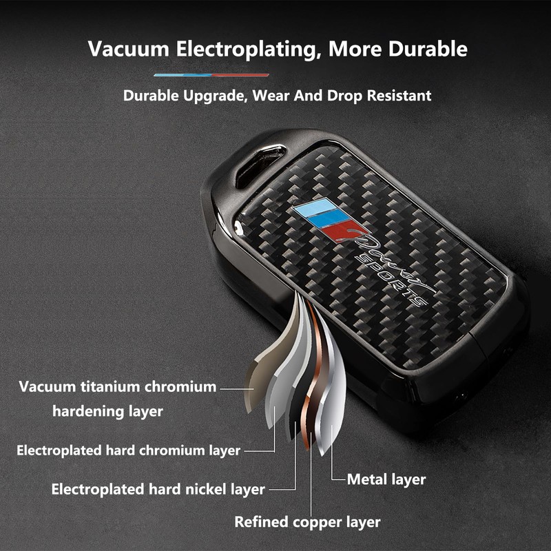 SLAKNOK for Honda Key Fob Cover with Keychain,Real Carbon Fiber