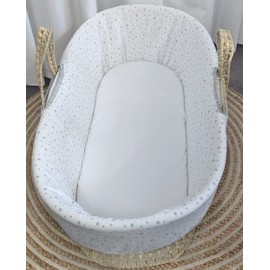 Clair de Lune | Waterproof Palm Moses Basket Mattress Protector | 74 x 28 cm | Universal fit for Palm Baby Baskets