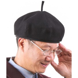 deaizaka.biz Painter's Hat, Cartoonist Beret, Artist's Basque Beret, Men's Wool Felt, Classic Standard, Adult Status, Thick Solid Type, Black