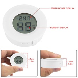 Digital Thermometer Hygrometer Indoor Temperature Humidity Meter Detector Round Electronic Thermometer with LCD Display for Car Kitchen Interior Garden Cellar Fridge Cabinet