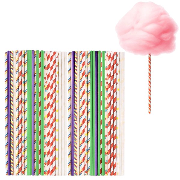 100 Candy Floss Sticks, 30cm Paper Candy Sticks for DIY