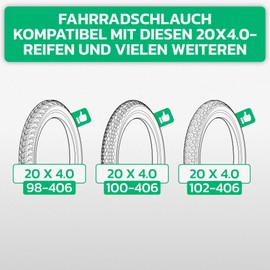 MOOVMOOV 2 x Bicycle Inner Tube 20 x 4.0 Fat Bike Inner Tube 20 x 4 with Straight Schrader Valve AV 33 mm for Fat Bike, Mountain Bike, Electric Bicycles (100-406)