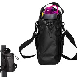 FHJBJA Magnetic Gym Bag Water Bottle Carrier Holder with Phone Pockets & Shoulder Strap,3 Built-in Magnets Bottle Pouch Sleeve,Magnetic Bag Gym Accessories Organizer for Men Women