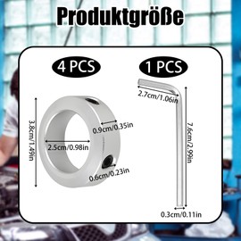 4 Stück Stellringe 20mm, Wellensicherungen, Edelstahl Stellringe mit Innsechskant, Begrenzungsring für Wellenverbindungen Sackkarren Reifen Bollerwagen Achsen(Silber)