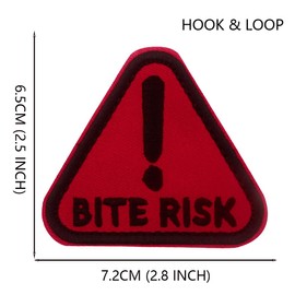 Pet Dog Bite Risk Embroidered Pacth Hook & Loop Funny Patch Applique Patches for Dog Harness Vest Bags Backpacks Clothes Jacket Hats DIY Accessories Friend Mom Dad Gifts (Bite Risk)