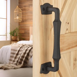 Eumtenr Sliding Barn Door Handles, 10 Inch Heavy Duty Rustic Design Barn Pull Handle, for DIY Sliding Barn Door, Gate, Shed, Garage | Square Solid Metal Material, Matte Black Powder Coated Finish