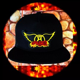 AEROSMITH PATCHED BLACK SNAPBACK TRUCKER HAT