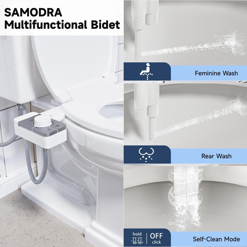 SAMODRA Bidet Attachment for Toilet, Non-Electric Fresh Cold Water Bidet