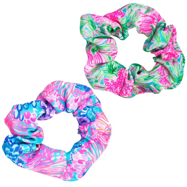 Lilly Pulitzer Scrunchie Set, 2-Pack Satin Scrunchies, Cute Hair Ties for Women and Girls, Splendor in the Sand & Coming in Hot 2 Count (Pack of 1)