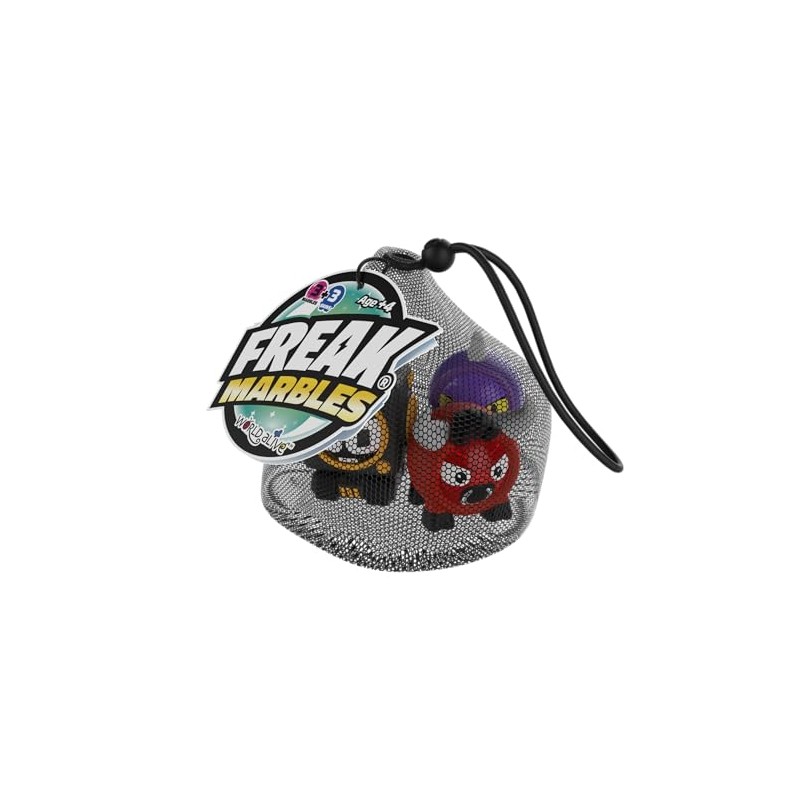 Freak Marbles Drawstring Mesh Bag, 3 Marbles with Their Designs